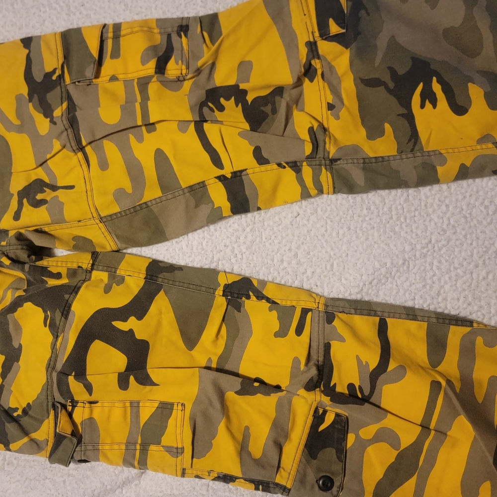 Yellow and Green Camouflage Cargo Paratrooper Pants
